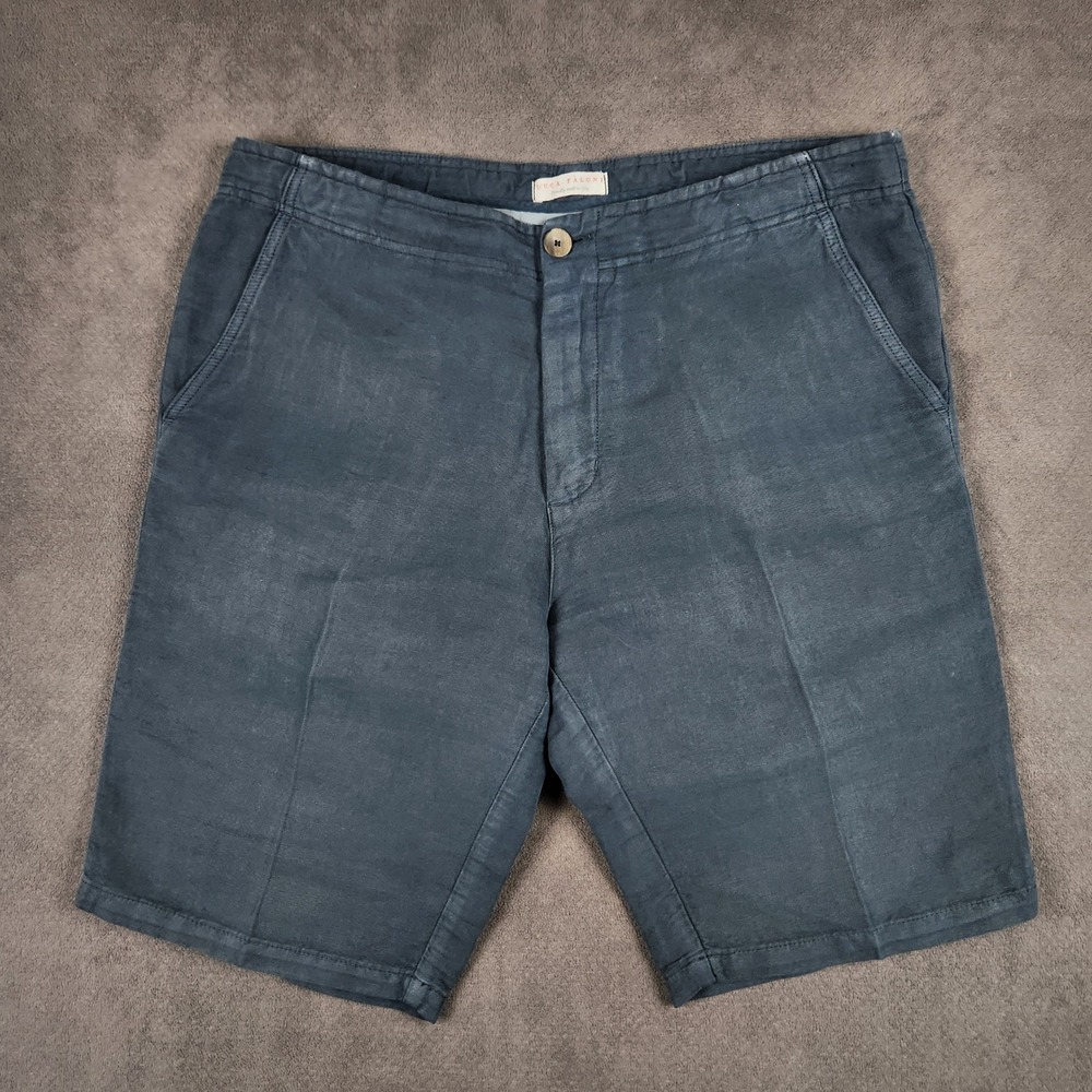 Luca Faloni Panarea Shorts Mens 38 Navy Blue Linen Cotton Made in Italy Luxury